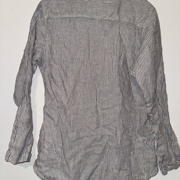 Striped Gray Long Sleeve Shirt & shorts sleep set - Picture 4 of 10